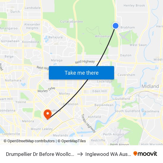 Drumpellier Dr Before Woollcott Ave to Inglewood WA Australia map