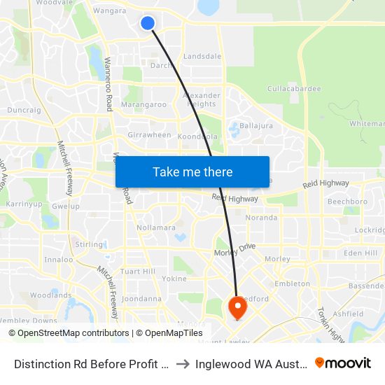 Distinction Rd Before Profit Pass to Inglewood WA Australia map