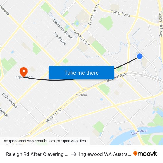 Raleigh Rd After Clavering Rd to Inglewood WA Australia map