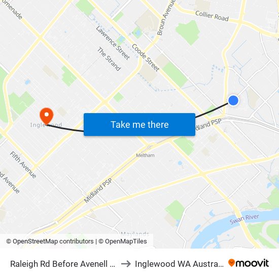 Raleigh Rd Before Avenell Rd to Inglewood WA Australia map