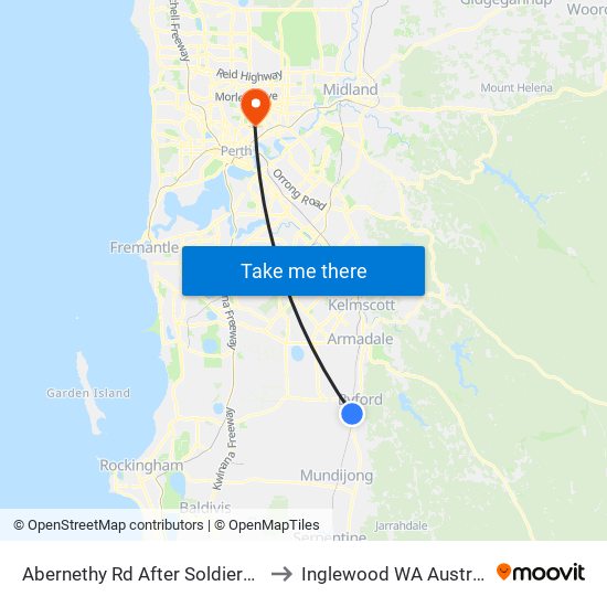 Abernethy Rd After Soldiers Rd to Inglewood WA Australia map