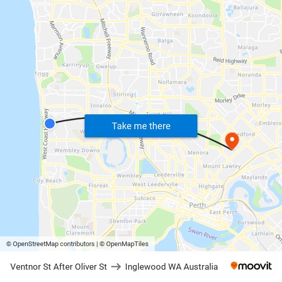 Ventnor St After Oliver St to Inglewood WA Australia map