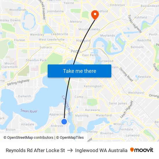 Reynolds Rd After Locke St to Inglewood WA Australia map