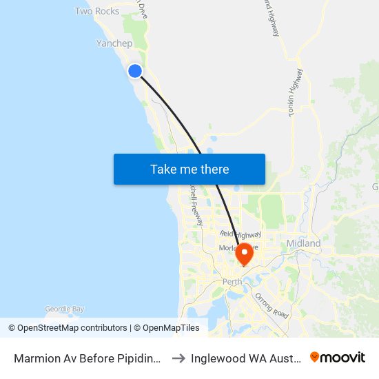 Marmion Av Before Pipidinny Rd to Inglewood WA Australia map