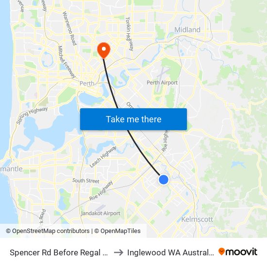 Spencer Rd Before Regal Dr to Inglewood WA Australia map