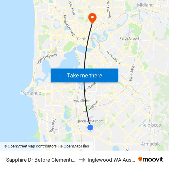 Sapphire Dr Before Clementine Bvd to Inglewood WA Australia map