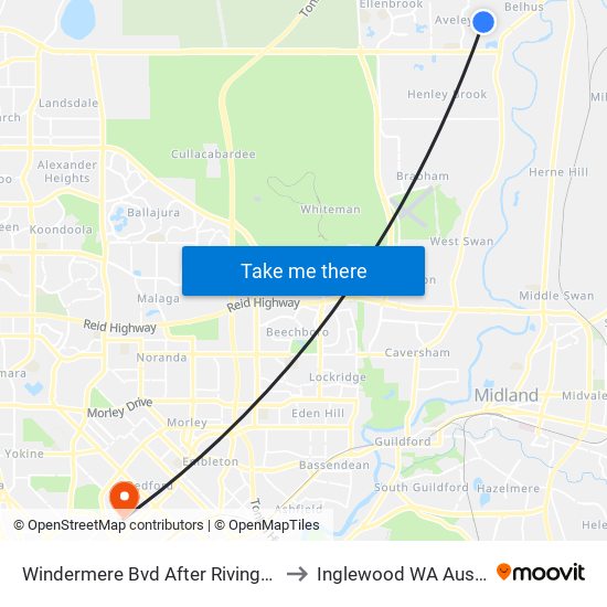 Windermere Bvd After Rivington Ent to Inglewood WA Australia map