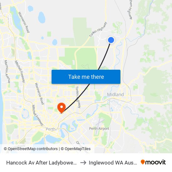 Hancock Av After Ladybower Vista to Inglewood WA Australia map