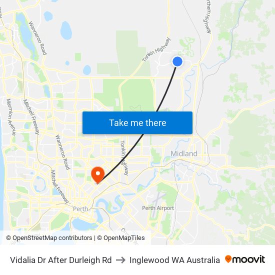 Vidalia Dr After Durleigh Rd to Inglewood WA Australia map