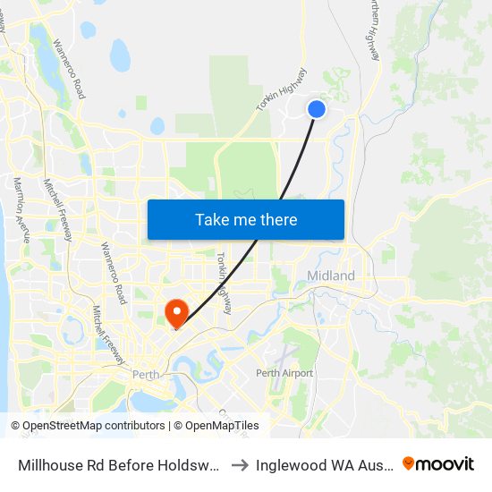 Millhouse Rd Before Holdsworth Av to Inglewood WA Australia map