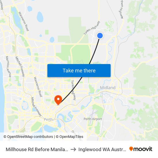 Millhouse Rd Before Manila Wy to Inglewood WA Australia map