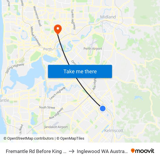 Fremantle Rd Before King St to Inglewood WA Australia map