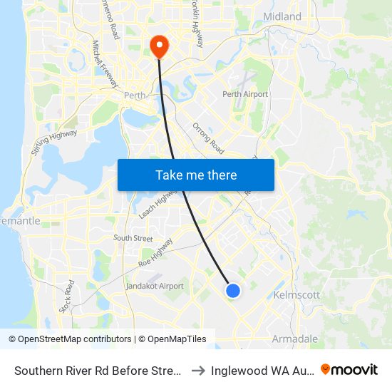 Southern River Rd Before Streamside St to Inglewood WA Australia map