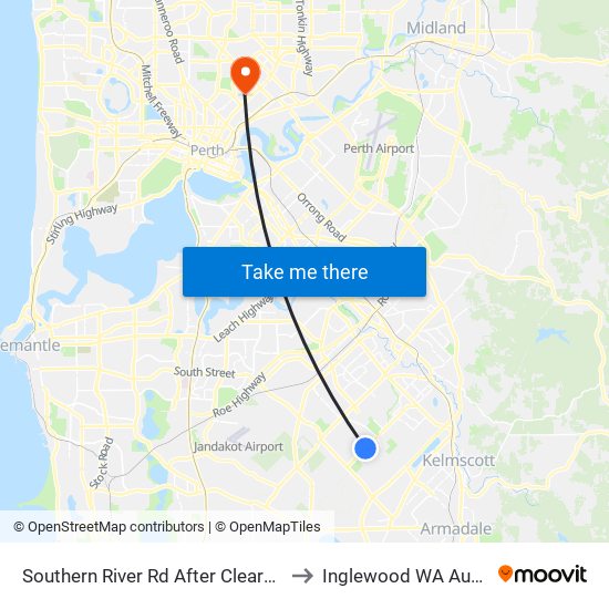 Southern River Rd After Clearwater Dr to Inglewood WA Australia map