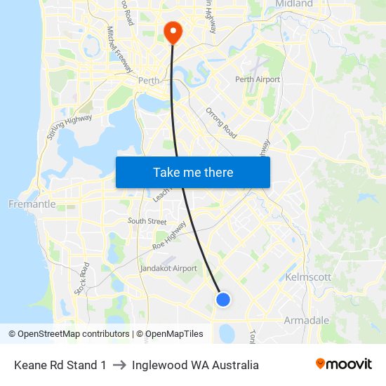 Keane Rd Stand 1 to Inglewood WA Australia map