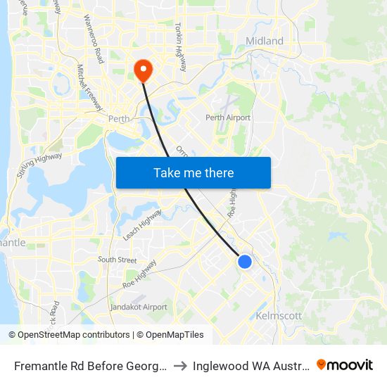 Fremantle Rd Before George St to Inglewood WA Australia map