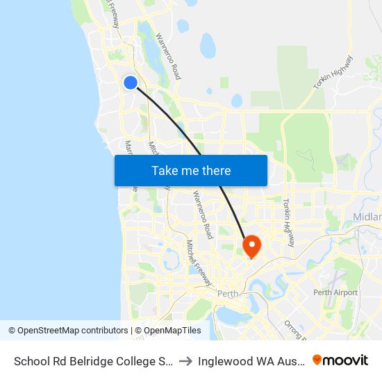School Rd Belridge College Stand 2 to Inglewood WA Australia map