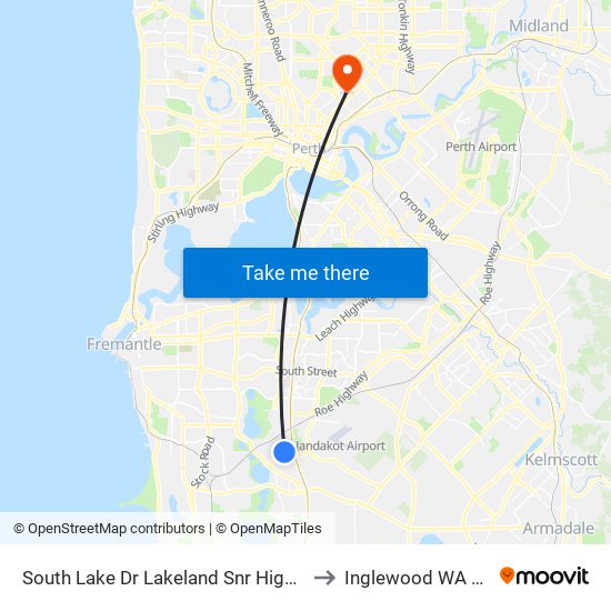 South Lake Dr Lakeland Snr High Sch - Stand 1 to Inglewood WA Australia map