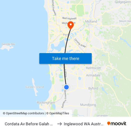 Cordata Av Before Galah Way to Inglewood WA Australia map