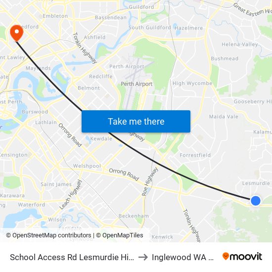 School Access Rd Lesmurdie High School S2 to Inglewood WA Australia map