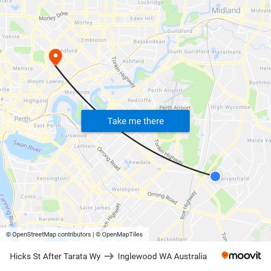 Hicks St After Tarata Wy to Inglewood WA Australia map