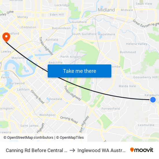 Canning Rd Before Central Rd to Inglewood WA Australia map