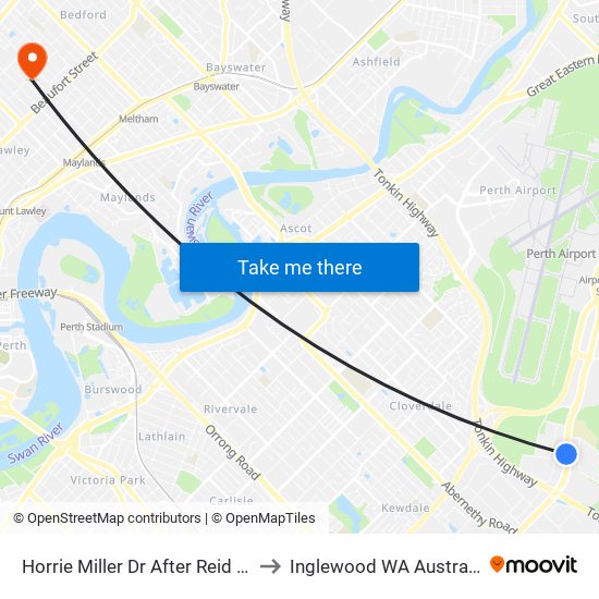 Horrie Miller Dr After Reid Rd to Inglewood WA Australia map