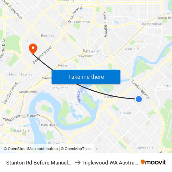 Stanton Rd Before Manuel Cr to Inglewood WA Australia map