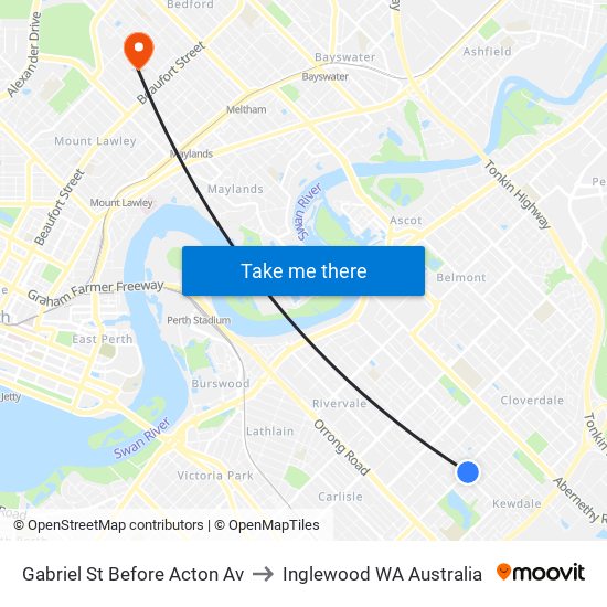 Gabriel St Before Acton Av to Inglewood WA Australia map