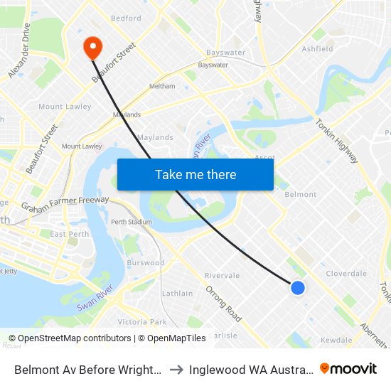 Belmont Av Before Wright St to Inglewood WA Australia map