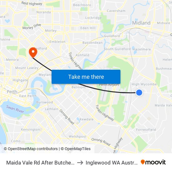 Maida Vale Rd After Butcher Rd to Inglewood WA Australia map