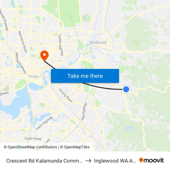 Crescent Rd Kalamunda Community Centre to Inglewood WA Australia map