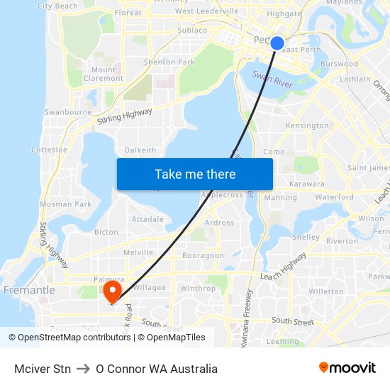 Mciver Stn to O Connor WA Australia map