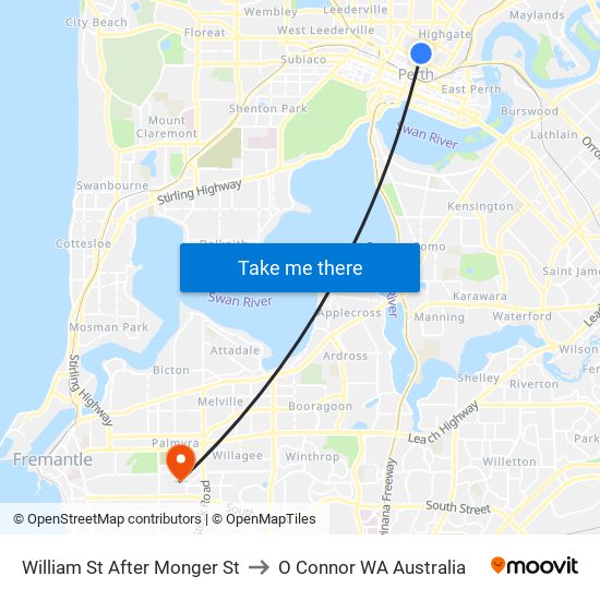 William St After Monger St to O Connor WA Australia map