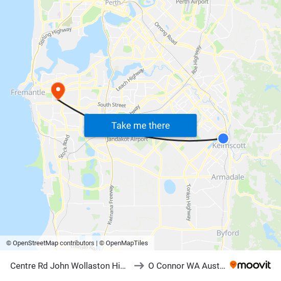 Centre Rd John Wollaston High Sch to O Connor WA Australia map