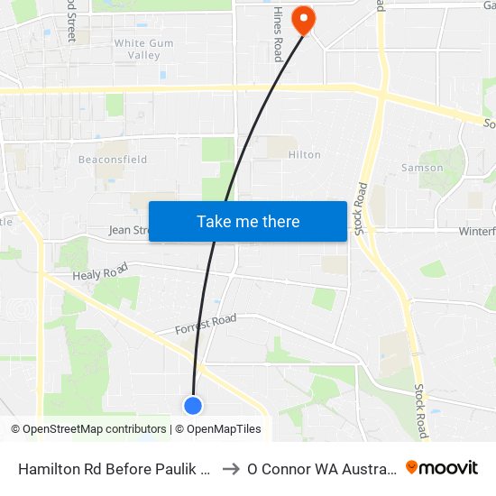 Hamilton Rd Before Paulik Wy to O Connor WA Australia map