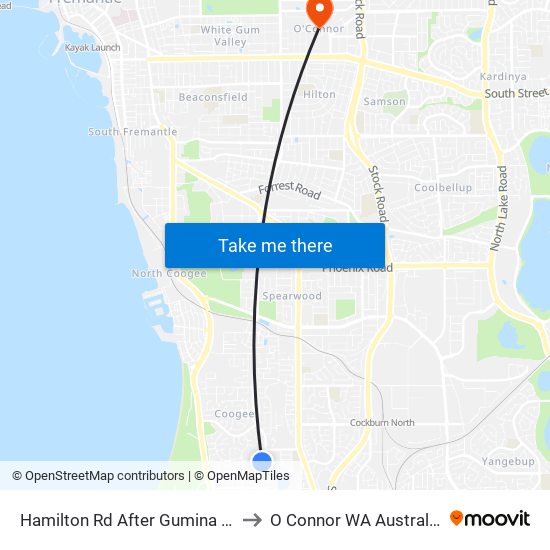 Hamilton Rd After Gumina Pl to O Connor WA Australia map