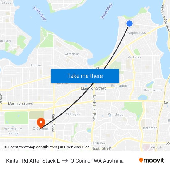 Kintail Rd After Stack L to O Connor WA Australia map