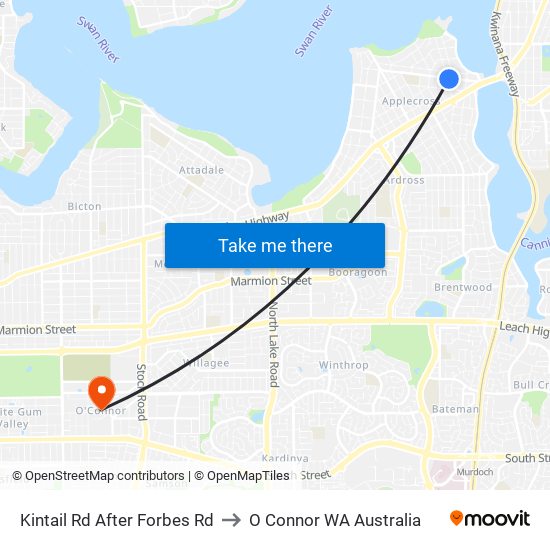 Kintail Rd After Forbes Rd to O Connor WA Australia map