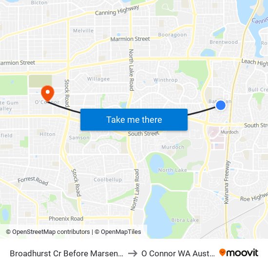 Broadhurst Cr Before Marsengo Rd to O Connor WA Australia map