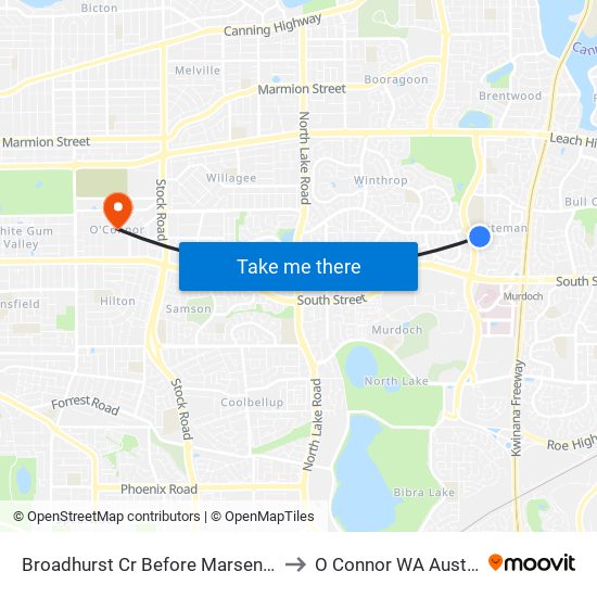 Broadhurst Cr Before Marsengo Rd to O Connor WA Australia map