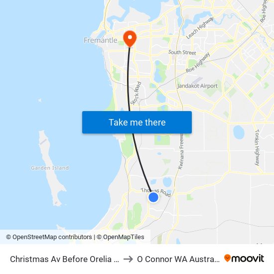 Christmas Av Before Orelia Av to O Connor WA Australia map