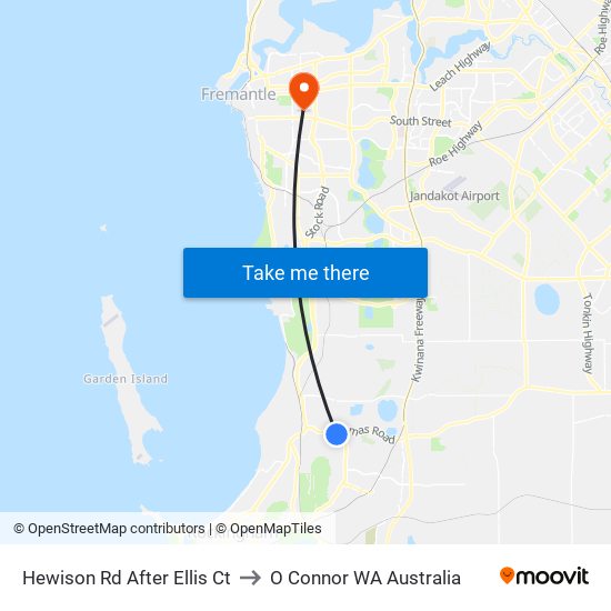 Hewison Rd After Ellis Ct to O Connor WA Australia map