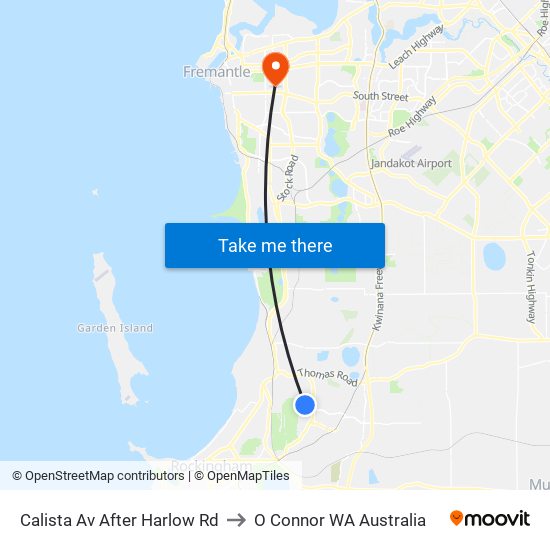 Calista Av After Harlow Rd to O Connor WA Australia map