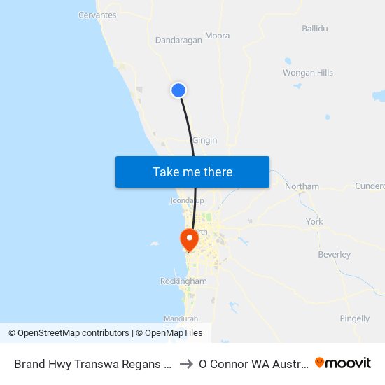 Brand Hwy Transwa Regans Ford to O Connor WA Australia map