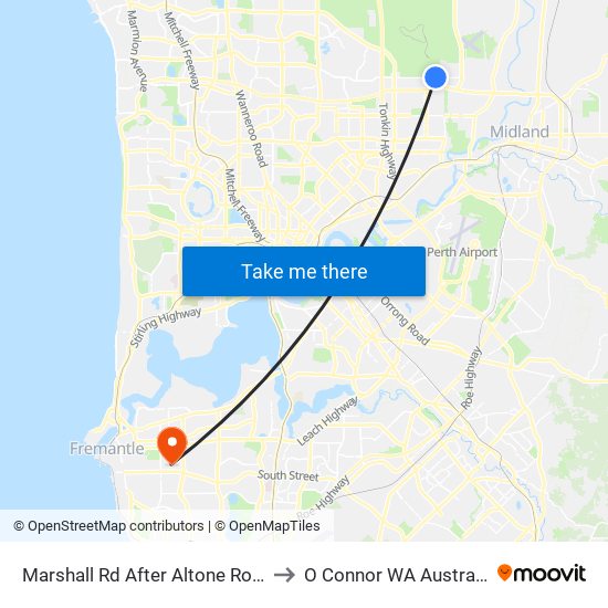 Marshall Rd After Altone Road to O Connor WA Australia map