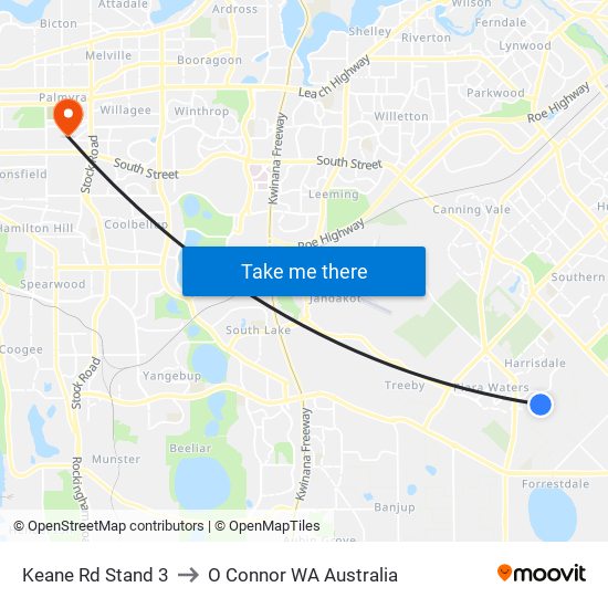 Keane Rd Stand 3 to O Connor WA Australia map