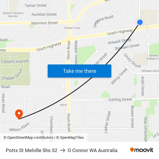 Potts St Melville Shs S2 to O Connor WA Australia map