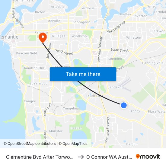 Clementine Bvd After Torwood Av to O Connor WA Australia map