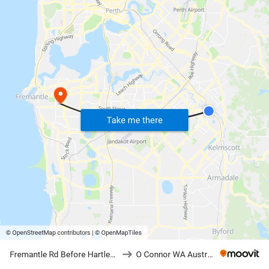 Fremantle Rd Before Hartley St to O Connor WA Australia map